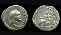 Vespasian, Denarius, Pax Seated Left reverse